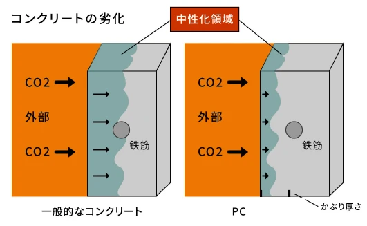 耐久性(中性化)の図解